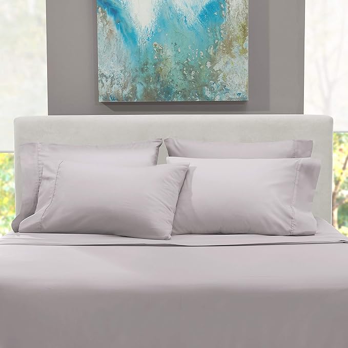 Hearth & Harbor Extra Deep Pocket King Size Sets - Fits Mattress 18-24 Inches Deep - Extra Deep Pocket Sheets - 6 Piece King Size - Light Lavender