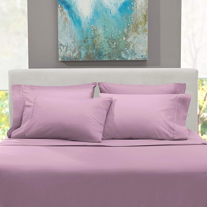 Hearth & Harbor Extra Deep Pocket King Size Sets - Fits Mattress 18-24 Inches Deep - Extra Deep Pocket Sheets - 6 Piece King Size - King - Lavender Dream