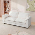 Loveseat 2 Seater Sofa with Double Layer Cushion, Cloud Couch with Deep Seat, Comfy Chenille Sofa Couches for Living Room & Apartment (White, Loveseat Sofa)