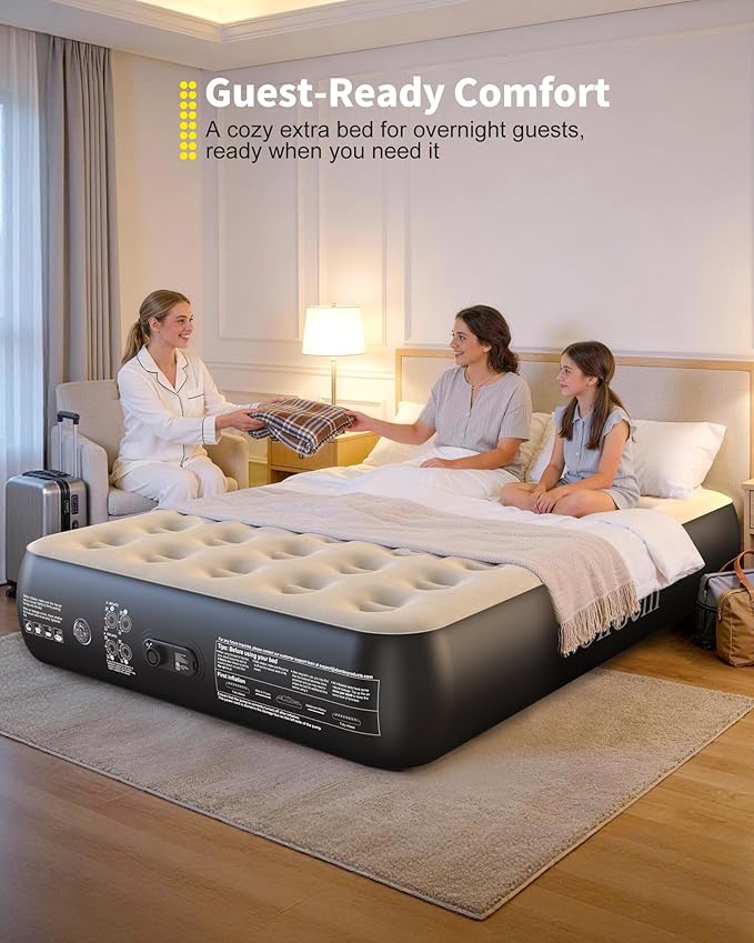 OhGeni Air Mattress Full with Built in Pump, 13" Raised Inflatable Blow up Mattress, Family Choice Award Winner, Portable Foldable Bed with Upgraded Surface for Home & Camping, 600 lbs