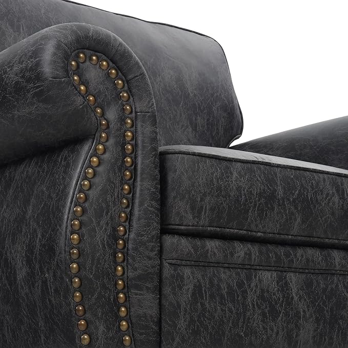 Living Room Furniture Sets,Sofa Sets and Couch Sets for Living Room,Mid-Century Vintage Sofa Couches with Rivet Design (Grey, 2 Single+3 Seater)