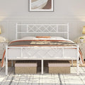 Yaheetech Queen Metal Platform Bed Frame Mattress Foundation with Headboard and Footboard No Box Spring Needed Under Bed Storage Steel Slats,White