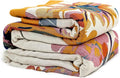 Boho Throw Blanket for Bed 100% Cotton Soft Lightweight Quilt Floral Butterfly Embroidery Home Decor Spring Bed Blankets,98"x98" All Season Reversible Blankets for Sofa Couch Chair