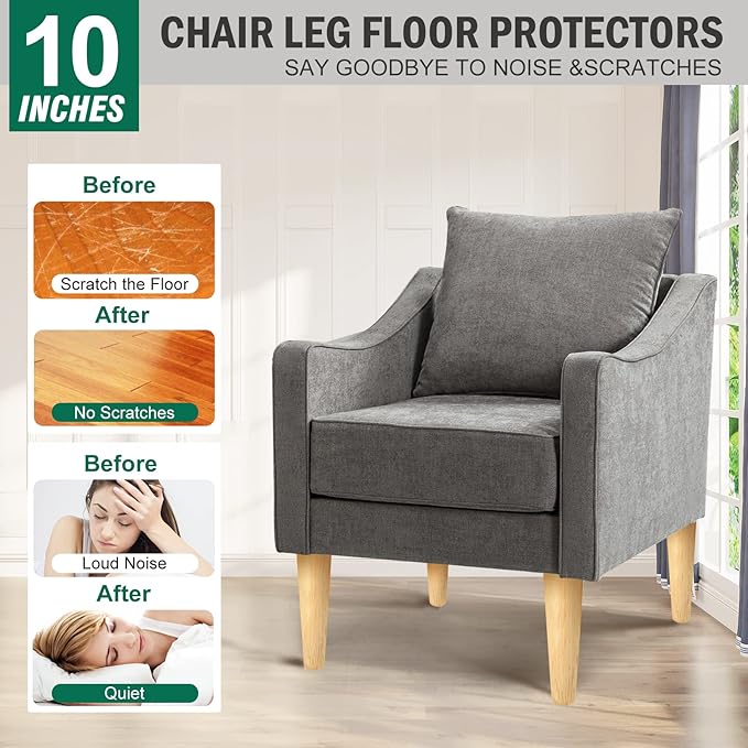 FoDau770 Rubber Wood Furniture Legs 10 Inches, Straight Tapered Wood Feet Mid Century Sofa Legs Set of 4, 5/16" UNC Furniture Feet Replacement Parts for Cabinet Couch Dresser Chair Ottoman Table