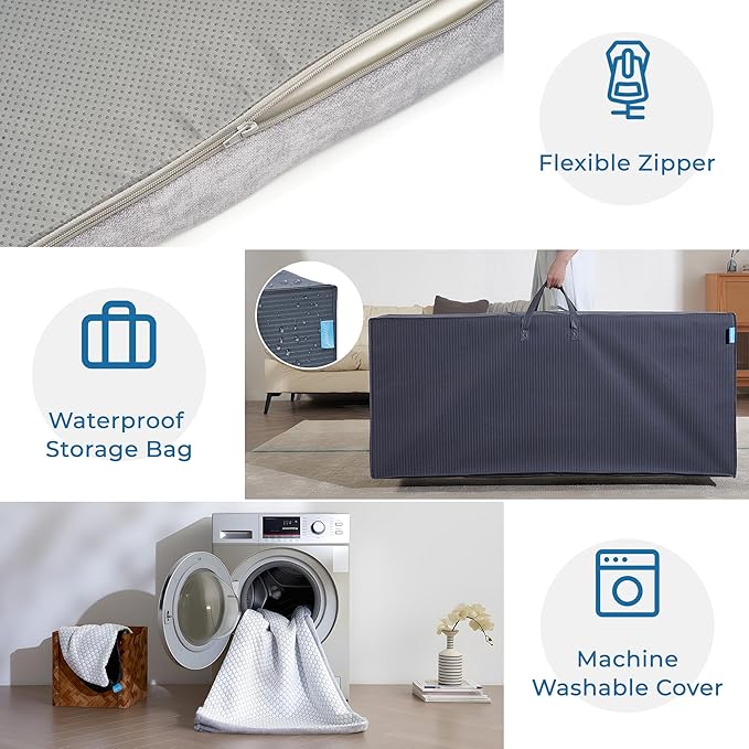 Odorless Foldable Mattress Full Size 75" x 54" x 4", 4 Inch Folding Foam Mattress with Storage Bag, Fiberglass Free Trifold Memory Foam Mattress for RV, Guest Bed