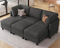 Belffin 84.3" Modular Sectional Sofa 6 Seats Sleeper Sofa Washable Sectional Couches for Living Room Comfy Couches with Storage Deep Seat Couch Sofas with Chaise,Dark Grey