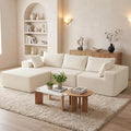 DUMOS 108” Modular Sectional Sofa, Cloud Sectional Couch with Deep Seat, Modern Modular L-Shape Sofa Couch with Chaise,Upholstered Boneless Couches for Living Room Bedroom (Beige,Left Facing Chaise)