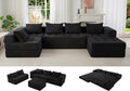 MAXYOYO Modular Sectional Sofa Couch, Foldable U Shaped Cloud Couch with Pillows, Tufted 6-Seat Boneless Sleeper Lounger Floor Sofa Bed for Living Room, No Assembly Required, Black
