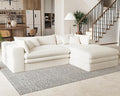 Belffin Boneless Cloud L Shaped Couch with Deep Seat Plush Corduroy Boneless Modular Cloud Sectional Couches for Living Room. Right Facing Chaise. Beige Sofa