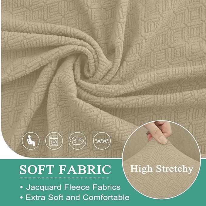 Waterproof Reclining Sectional Couch Covers Washable L Shaped Couch Cover for Sectionals Recliner Sofa Covers Stretch Corner Recliner Slipcovers for Dogs (Additional Seat Cover, Tan)