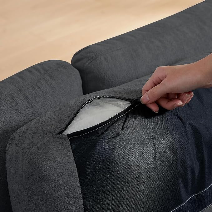103" Convertible Sectional Sofa with Long Ottoman, Modern Upholstered Fabric L-Shaped Couch with Back Cushions, 6 Seat Sofa Couches for Living Room, Apartment, Office, Dark Grey