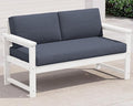 SERWALL HDPE Outdoor Loveseat with Cushions, All Weather Use Outdoor Loveseat Sofa, White Frame/Grey Cushion