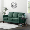 Edenbrook Archer Upholstered Sofa - Seats Three - Straight Arm Modern Design, Green Velvet