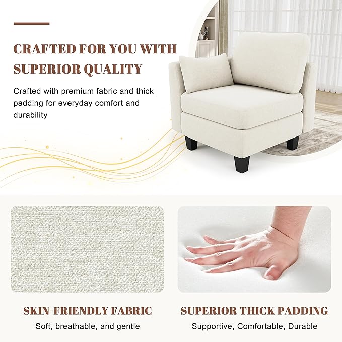 Sectional Sleeper Sofa, 8 Seaters Modular Sleeper Sofa Couch, Comfy Sectionals Couches Bed, Convertible Sofas with Ottomans, Modular Sectional Couches for Living Room, Beige