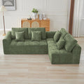 110''Modular Sectional Couches for Living Room, Cloud Boneless Compressed Sofa Right Facing Chaise, Oversized L Shaped 4 Seater Memory Foam Sofa, No Assembly, Chenille Green