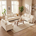 YOUDENOVA 3 Pieces Corduroy Couch Set for Living Room, 3 Seater*2 & Loveseat Cloud Sofa, Deep Seat Floor Couch for Bedroom, Futon Modern Sofa Bed, White Corduroy