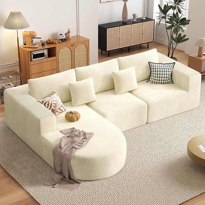 Boneless Couches for Living Room,Cloud Sectional Couch with L-Shape Chaise,Modern Modular Sofa with Deep Seat Upholstered Comfy Couches for Bedroom,No Assembly Required,1PCS