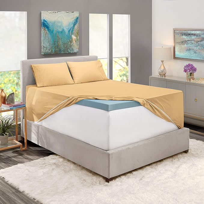 Hearth & Harbor Extra Deep Pocket Sheets - Fits Mattress 18-24 Inches Deep - Extra Deep Pocket Split King Size Sets - 7 Piece Split King Size - Camel