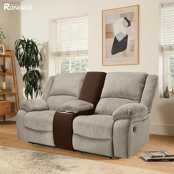 Waterproof Reclining Sectional Couch Covers Washable L Shaped Couch Cover for Sectionals Recliner Sofa Covers Stretch Corner Recliner Slipcovers for Dogs (Console Cover, Dark Brown)