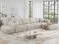 CUGOAO 152'' Modern Boneless Couch, Oversized 2-in-1 Modular Sectional Sofa Bed, Extra Deep Seat Upholstery Cloud Couch, Boneless Couches for Living Room, No Assembly Required, Beige Chenille