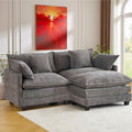 Cloud Chenille L-Shaped Sofa with Ottoman, 77" Space Saving Sectional Loveseat with Chaise, Couch for Small Spaces, Easy Assembly, 1YR Warranty