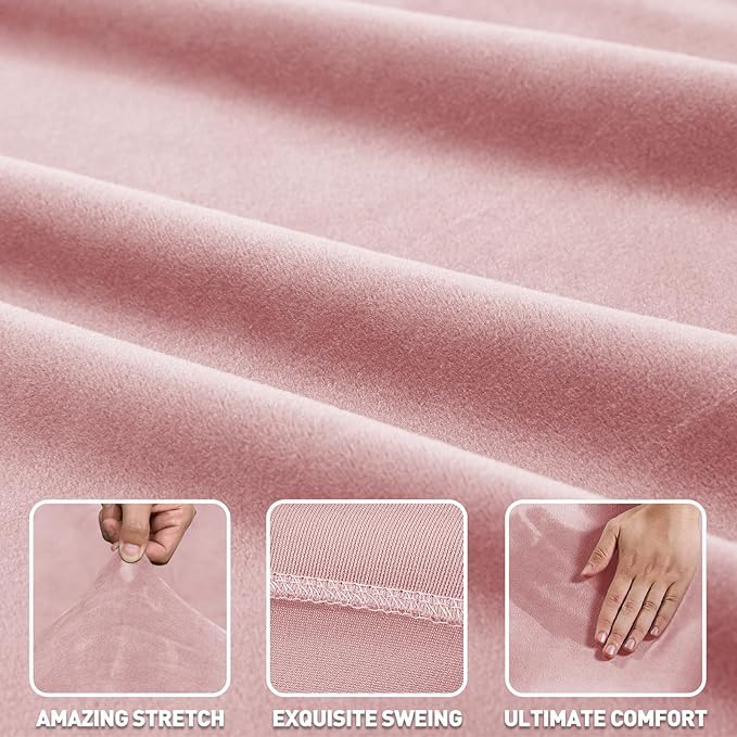 ZNSAYOTX 2026 Soft Velvet Sectional Couch Covers, Luxury Plush Slipcovers with Elastic Bottom for L Shape Sectional Sofa, 2 Pcs Pet Friendly Protector (3 Seat Couch + 3 Seat Chaise, Rose)