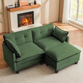 Modular Sectional Sofa, 76.5" L-Shaped Corduroy Comfy Sectional Couches for Living Room, 2-Seater Cloud Couches with 1 Movable Ottoman, Flexible Combination Modern Deep Seat Sofa (Green)
