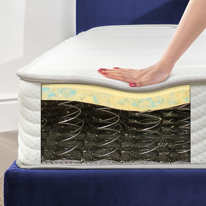 Zinus 8 Inch Foam and Spring Mattress, Twin, CertiPUR-US Certified Foams, Mattress in A Box, White