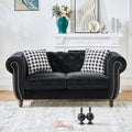 Comfortable Straight-Row Sofa with 2 Pillows,67" Refined Velvet 2 Seat Sofa with Roll Armrest & Nailhead,Sturdy Structure Upholstered Loveseat Couch for Apartment,Office,Reception Area,Black