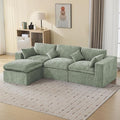 115''Cloud Boneless Sectional Couch, Modular Sectional Sofa Deep Seat with Ottoman, Oversized Upholstered Convertible Comfy 4 Seater Chenille Sofa L Shape Couches for Living Room, Green