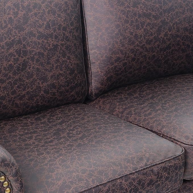 Living Room Furniture Sets,Sofa Sets and Couch Sets for Living Room,Mid-Century Vintage Sofa Couches with Rivet Design (Brown, 2 Single+3 Seater)