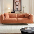 MEETAKING 82.68" Modern Sofa, 3-Seater Deep Seats Tuxedo Couch, Boucle Sofas with 2 Pillows, Minimalist Couches Straight with Metal Legs, High Armrests for Living Room,Bedroom,Home Office(Orange)