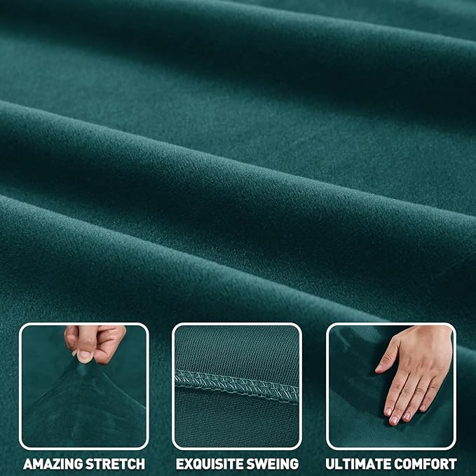 ZNSAYOTX 2026 Soft Velvet Sectional Couch Covers, Luxury Plush Slipcovers with Elastic Bottom for L Shape Sectional Sofa, 2 Pcs Pet Friendly Protector (3 Seat Couch + 2 Seat Chaise, Deep Teal)