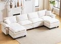 138" Modular Sectional Couch, U Shaped Comfy Cloud Couch with Ottoman and Throw Pillows, Modern Chenille Sofa Sleeper Deep Seat Sofa Couched for Living Room,Apartment(Beige)