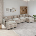 Setawix Deep 4 Seater Couch with Ottomans,147.22" U-Shaped Cloud Couches for Living Room,Chenille Cloud Sofa Couch with Foorest,Modular Sectional U Shape 4 Seat Sofa for Bedroom (Coffee, 4+2)