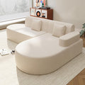MELLCOM Modern Curved Boneless Sofa Couch, L-Shaped Corner Sofa, No Assembly Needed, Chenille Upholstered Cloud Sectional Couch for Living Room,Apartment and Bedroom (Beige, Right Hand Facing)