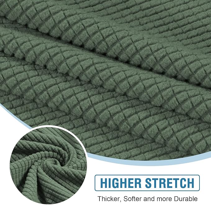 H.VERSAILTEX Sectional Couch Covers 4 Pieces Sofa Seat Cushion Covers L Shape Separate Cushion Couch Chaise Cover for Both Left/Right Sectional Couch (Seat Only: 1 Chaise + 3 Sofa, Loden Frost)