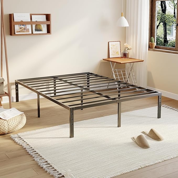 VINGLI 14 Inch King Bed Frame, Heavy Duty Metal Platform - No Box Spring Needed,Reinforced Steel Slats, Noise-Free, Easy Assembly, Ample Underbed Storage, Black