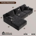 97”Modular Sectional Sofa, Cloud Sectional Couch with Deep Seat, Modern Modular L-Shape Sofa Couch, Upholstered Boneless Couches for Living Room Bedroom (Black Check, Left Facing Chaise)