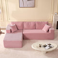 107" Boneless Couch with Deep Seat, Set of Modular Sectional Sofa, Cloud Sectional Couch for Living Room, No Assembly Required, Corduroy, L-Shape Left, Pink