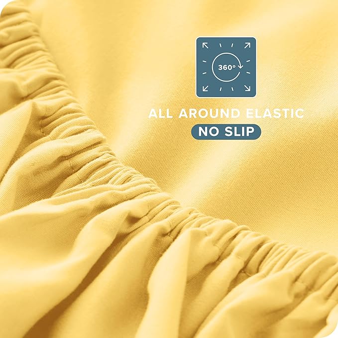 Bare Home King Sheet Set - 1800 Ultra-Soft Microfiber King Bed Sheets - Double Brushed - Deep Pockets - Easy Fit - 4 Piece Set - Bedding Sheets & Pillowcases (King, Lemon Drop)