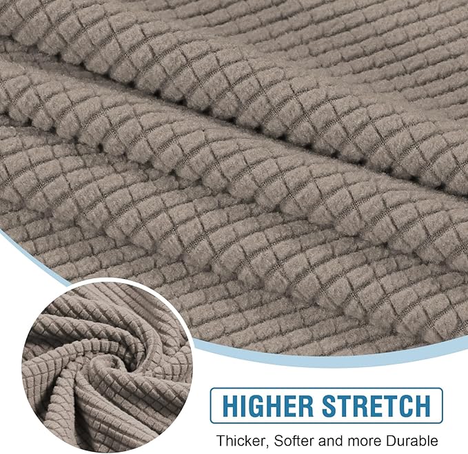 H.VERSAILTEX Sectional Couch Covers 4 Pieces Sofa Seat Cushion Covers L Shape Separate Cushion Couch Chaise Cover for Both Left/Right Sectional Couch (Seat Only: 1 Chaise + 3 Sofa, Taupe)