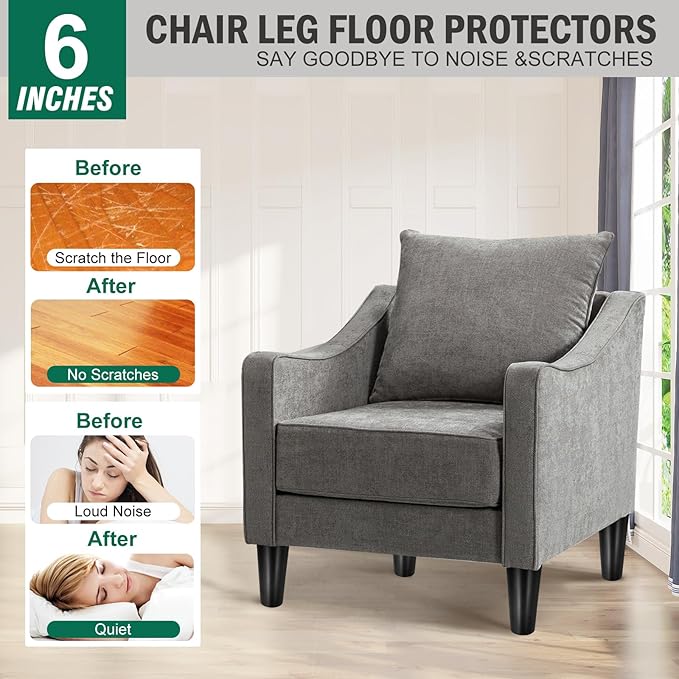 FoDau770 Black Rubber Wood Furniture Legs 6 Inches, Straight Tapered Wood Feet Mid Century Sofa Legs Set of 4, 5/16" UNC Furniture Feet for Cabinet Couch Dresser Chair Ottoman Table