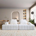 Modular Sectional Sofa with Movable Handrails, Straight-Row Boneless Sofa Sectional Couch for Living Room, Deep Seat Memory Foam Faux Rabbit Fur Fabric Sofa, No Assembly Required (White)
