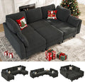 Sectional Sleeper Sofa, 6 Seaters Modular Sleeper Sofa Couch, Comfy Sectionals Couches Bed, Convertible Sofas with Ottomans, Modular Sectional Couches for Living Room, Dark Grey
