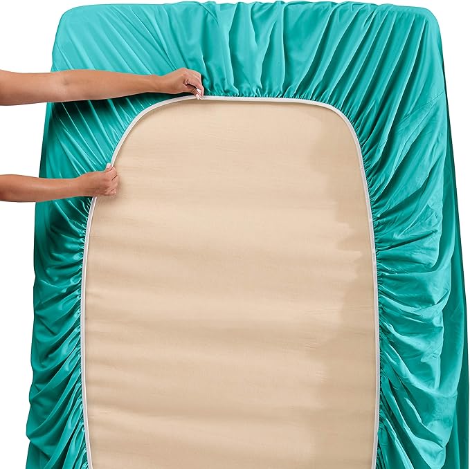 Hearth & Harbor Extra Deep Pocket Sheets - Fits Mattress 18-24 Inches Deep - Extra Deep Pocket California King Size - 6 Piece Cal King Sheets - Cal King, Teal