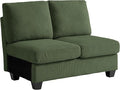 CHIC HOUSE Modular Sectional Sofa with Storage Ottomans, Corduroy Cloud Couch for Small Spaces & Apartments, Reconfigurable L/U Shaped Convertible Corner Sofa, Green, Double Seater