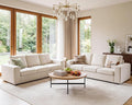 ELUCHANG 85" Modern Couches for Living Room, Natural Linen 3 Seat Sofa, Comfy Deep Seat Sofa, Spring Cushions, Removable Cover, Solid Wood Frame, Easy Assembly Loveseat for Small Space, Beige, 2PCS | Breathable material, Easy to Assemble, Removable Cov...