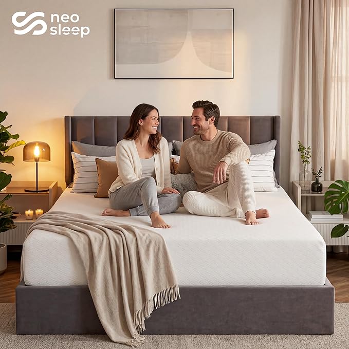 Neo Sleep 8 Inch Queen Cooling Gel Memory Foam Mattress Medium Firm CertiPUR-US Certified Foam, Mattress in a Box Enhanced Pressure Relief Removable Soft Cover No Fiberglass (Queen, 8 in)