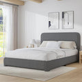 BarnFurin Queen Size Bed Frame, Boucle Upholstered Platform Bed Frame with Headboard, Soft Rounded Corners, No Box Spring Required, Non-Slip and Noise-Free, Easy Assembly, Dark Grey